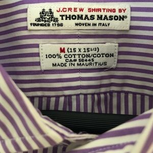 J. Crew Men’s Dress Shirt in Thomas Mason Italian Cotton - Size M (15/15.5 neck)